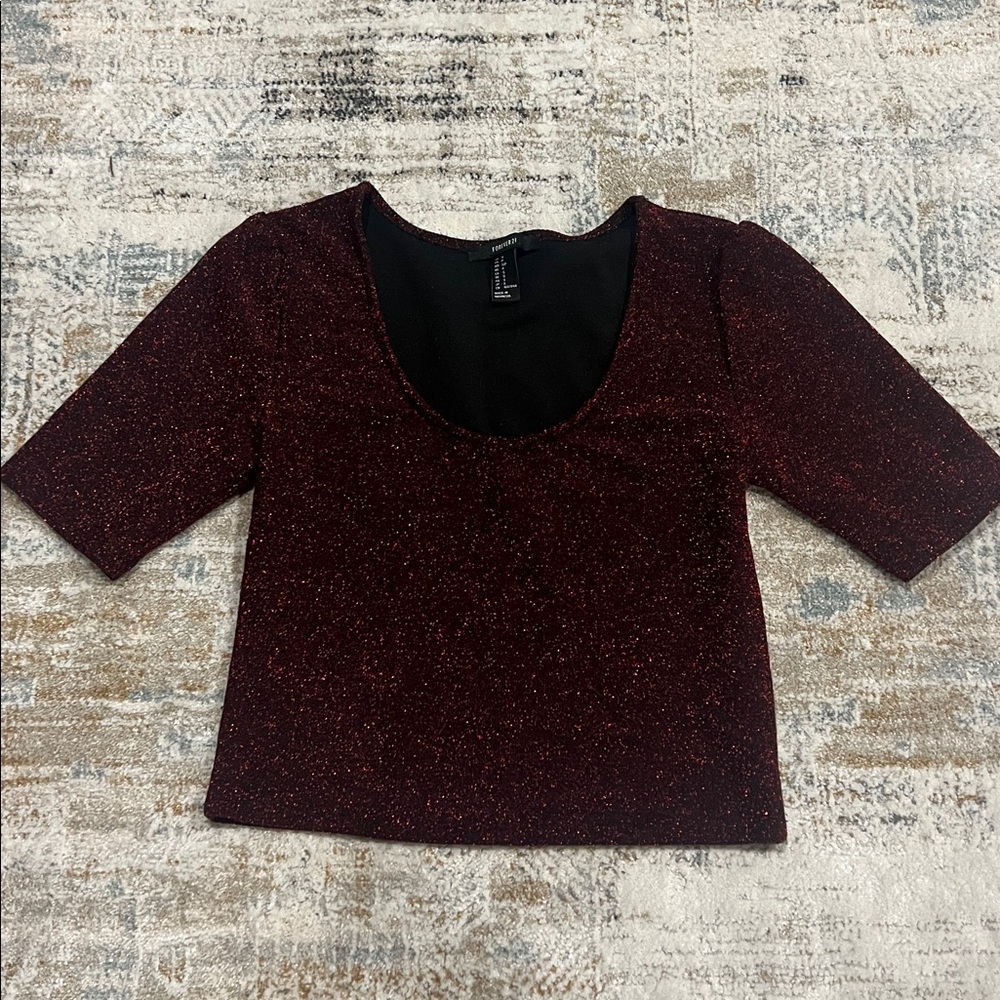 ‼️ Forever 21 Deep Red Sparkle Crop Top ‼️